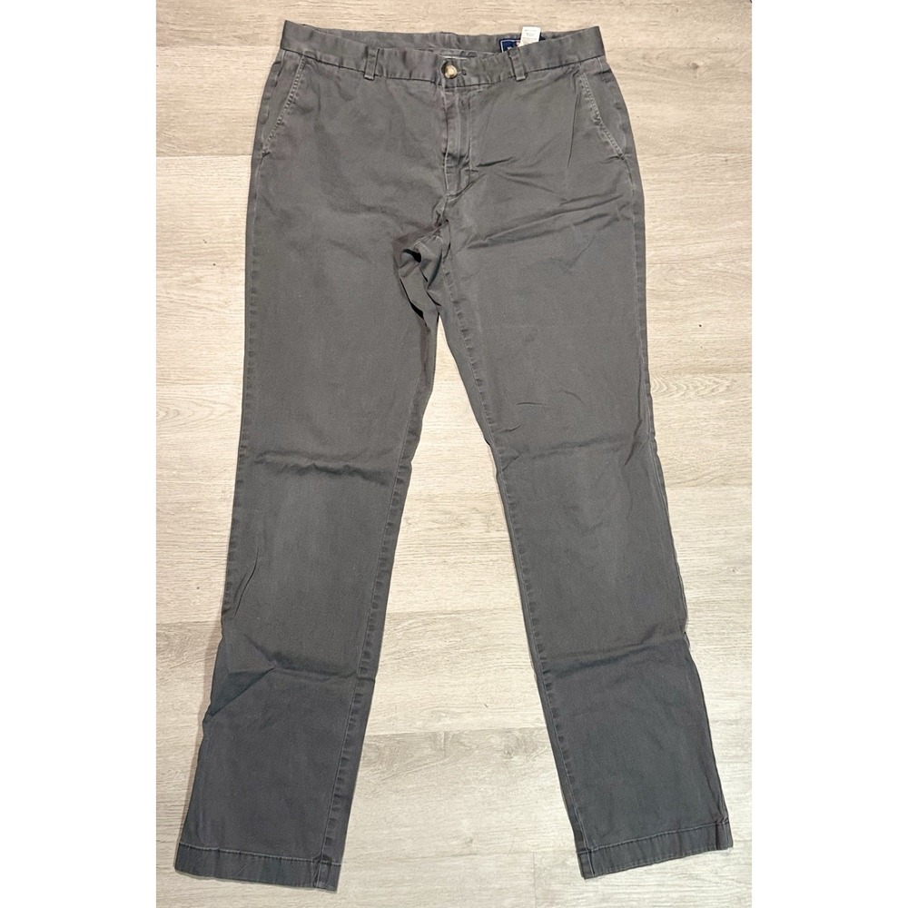 Vineyard Vines Breaker Chino Pants Men's 34x36 Gray Flat Front Stretch Preppy